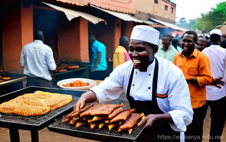 케냐 전통 음식 - **"A heartwarming communal meal scene in a traditional Kenyan home or a clean, rustic outdoor dining...