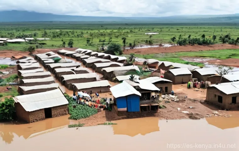 케냐의 자연재해 기록 - **Prompt:** A wide, cinematic shot of a severely drought-stricken landscape in a rural Kenyan region...