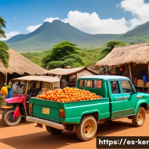 Home 31 케냐의 관광 수익 - A vibrant rural Kenyan marketplace scene bustling with local artisans selling handmade crafts and tr...