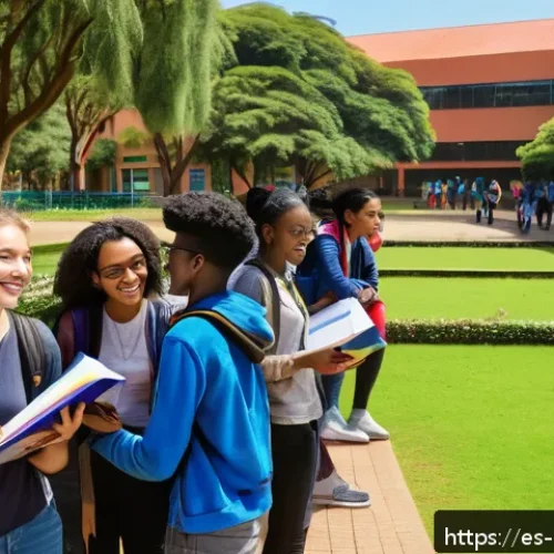 Home 29 케냐에서 학위 취득하기 - A vibrant university campus scene in Nairobi, Kenya, showing a diverse group of international studen...